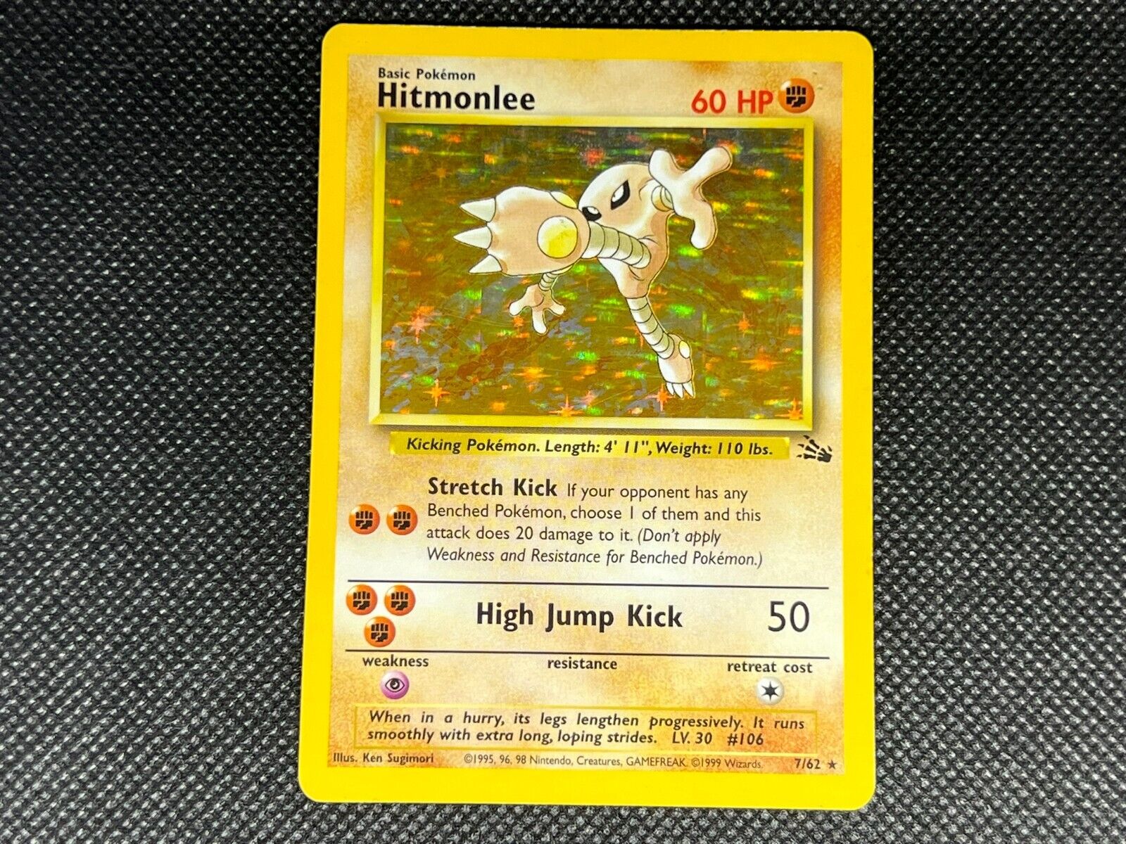 Pokemon TCG - Hitmonlee - Fossil Set - MP Condition